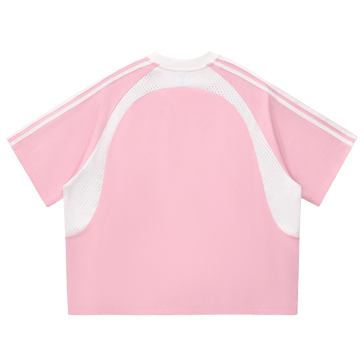 Yacoby Pastel Pink Stripes Panel Mesh T-shirt