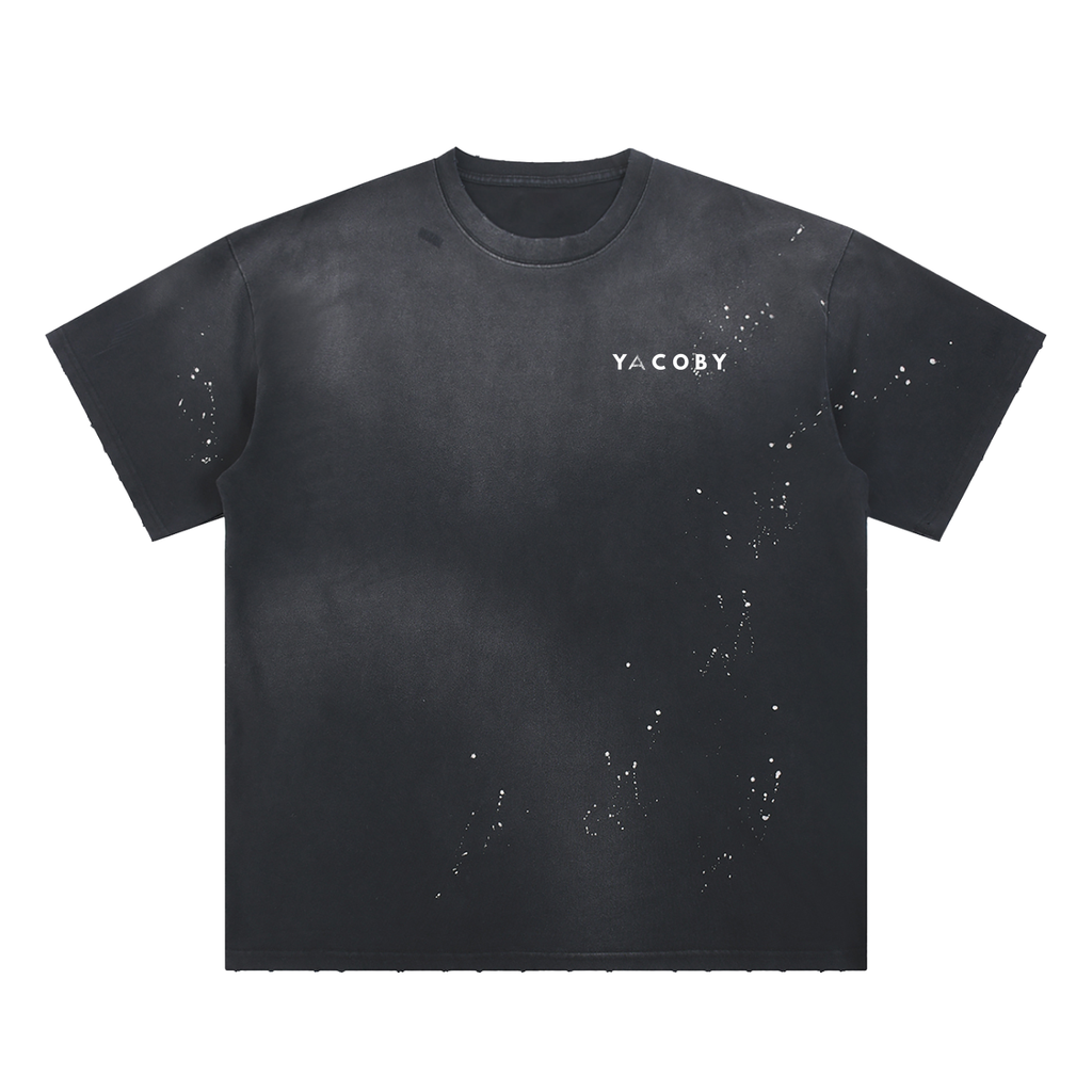 Yacoby Hand-Frayed Sunfade Paint Splatter T-Shirt