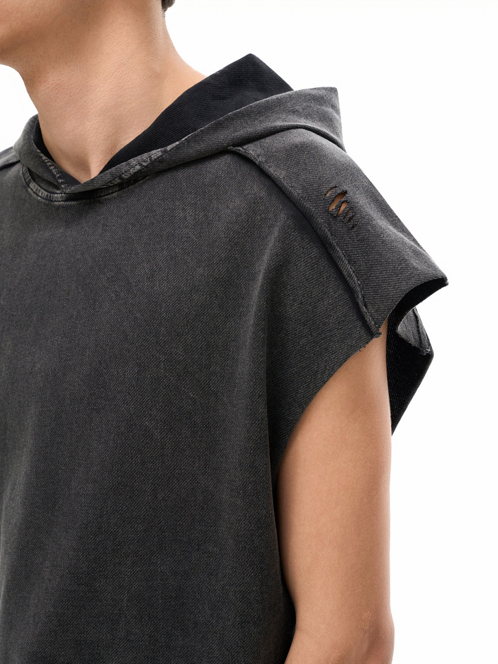 Yacoby Snow Washed Boxy Hooded Tank Top