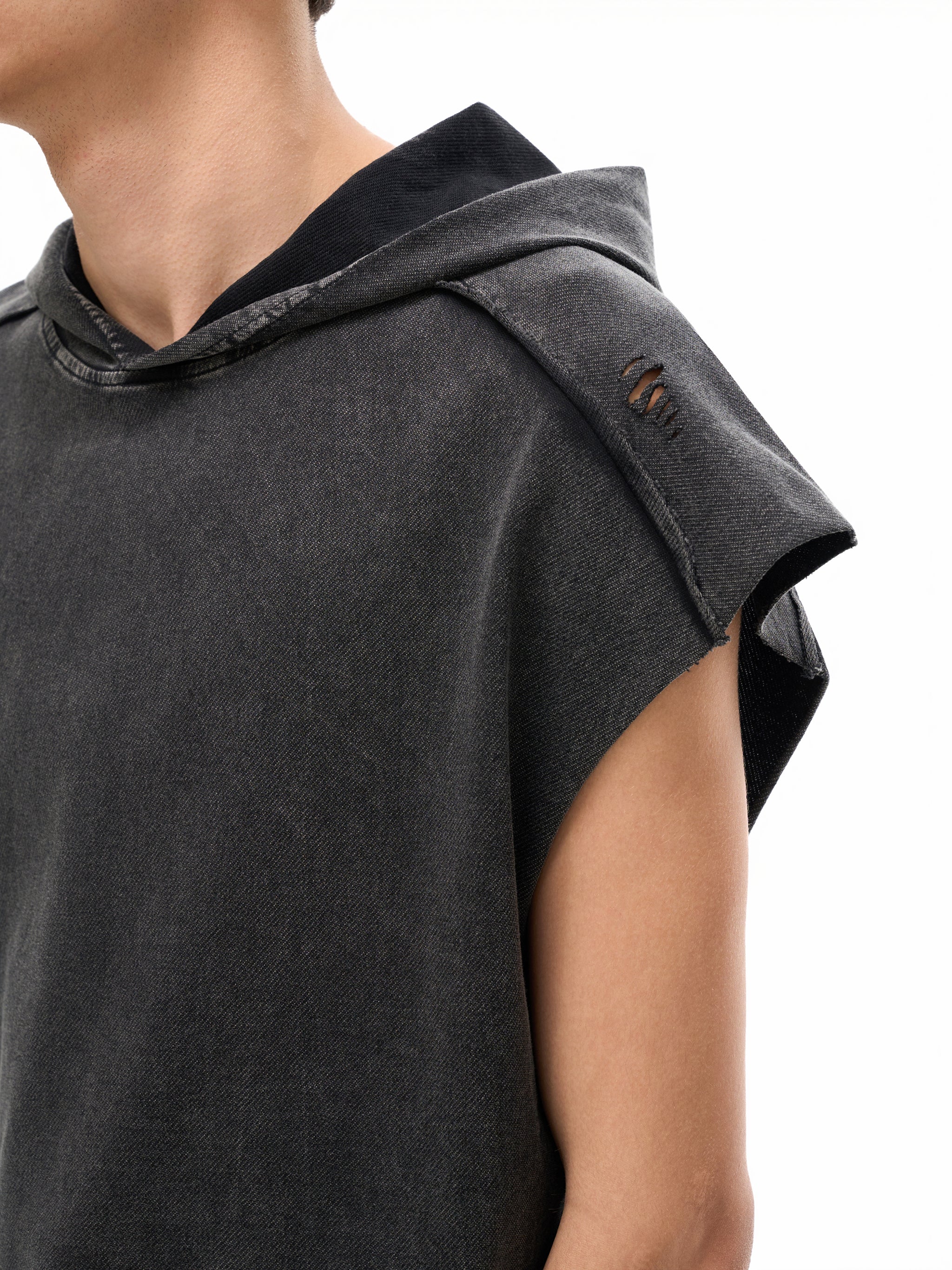 Yacoby Snow Washed Boxy Hooded Tank Top