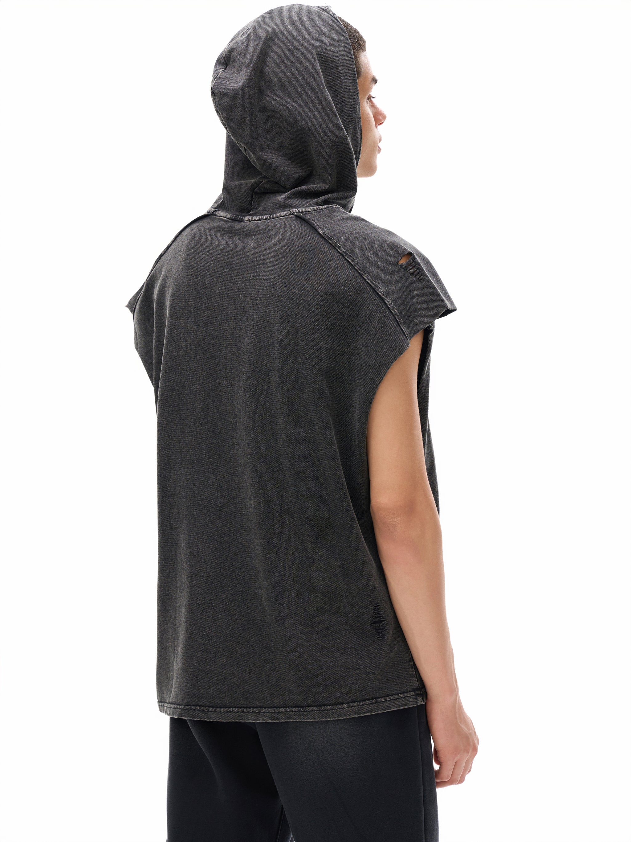 Yacoby Snow Washed Boxy Hooded Tank Top